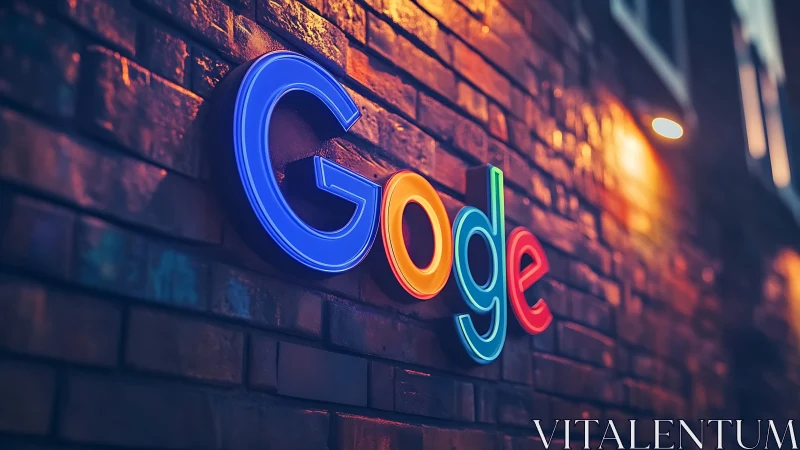 Illuminated multicolor wall sign with stylized text logo.