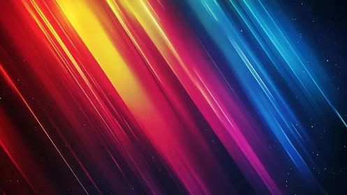 Vibrant diagonal light streaks in abstract cosmic digital art style.