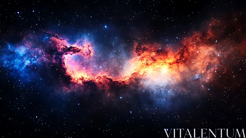 Radiant galactic nebula streaming through starfield depths.