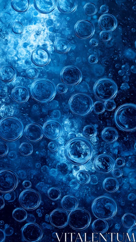 High-contrast macro view shows refractive air bubbles in blue liquid
