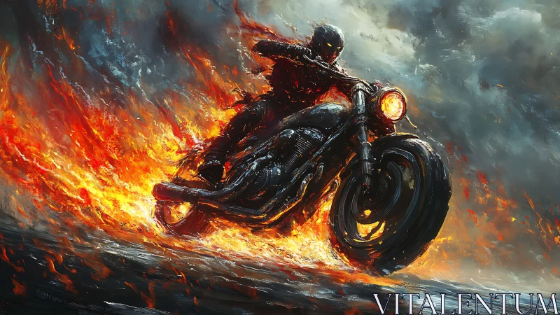 Hellfire rider carves burning trails through storm clouds