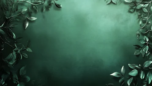 Emerald botanical border frames smooth gradient backdrop.