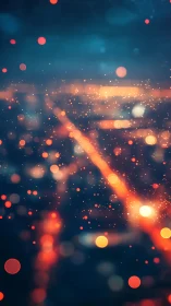 Glowing city bokeh lights drift through a dreamy night haze
