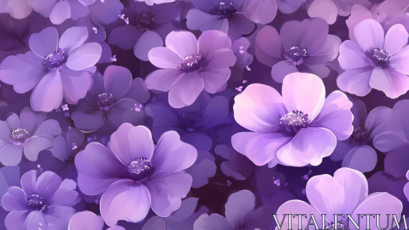 Densely Layered Floral Composition with Multi-Depth Purple Petals