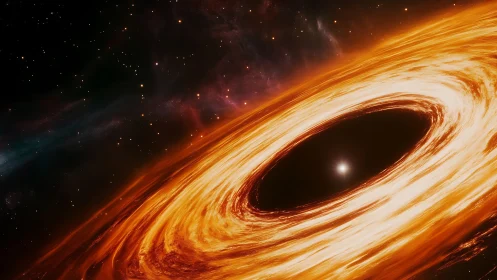 Blazing galactic maelstrom circling a lone stellar eye.