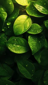 Dewlit green leaves form dense glossy natural texture.