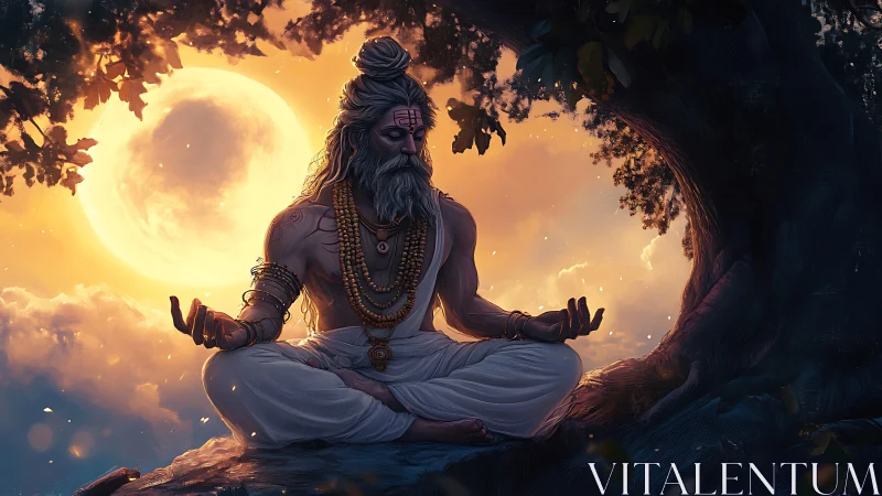 Moonlit sage braids silence into golden evening clouds