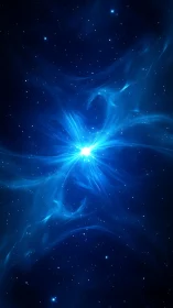 Stellar blue nova unfurls radiant currents across deep space.