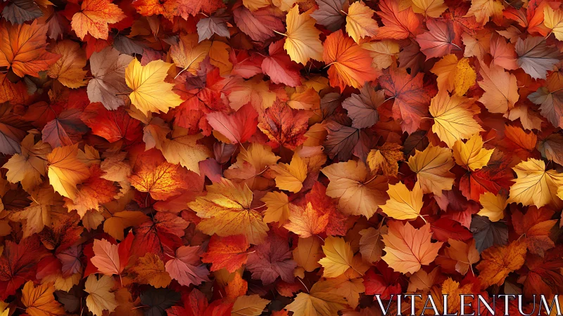 Cozy carpet of autumn leaves in glowing harvest colors.