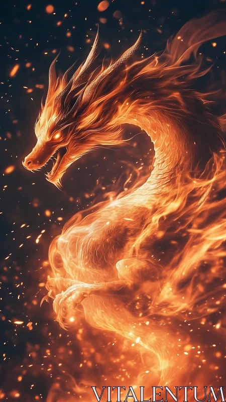 Blazing Ember Serpent Coiled in Nightfall Sparks of Myth.