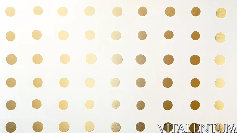 Golden polka dot grid shimmers over soft white field.