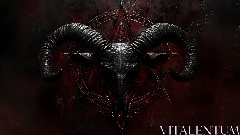 Midnight ram skull emblem glowing against crimson shadows.