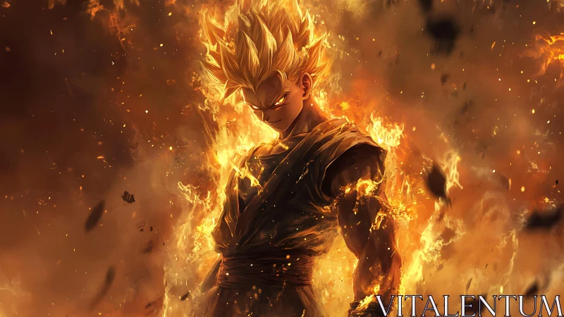 Fiery anime warrior ignites with unstoppable blazing power