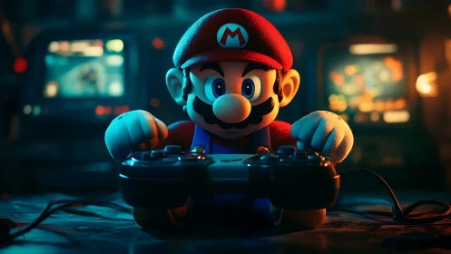 Mario Operating Gaming Console with Neon Lighting