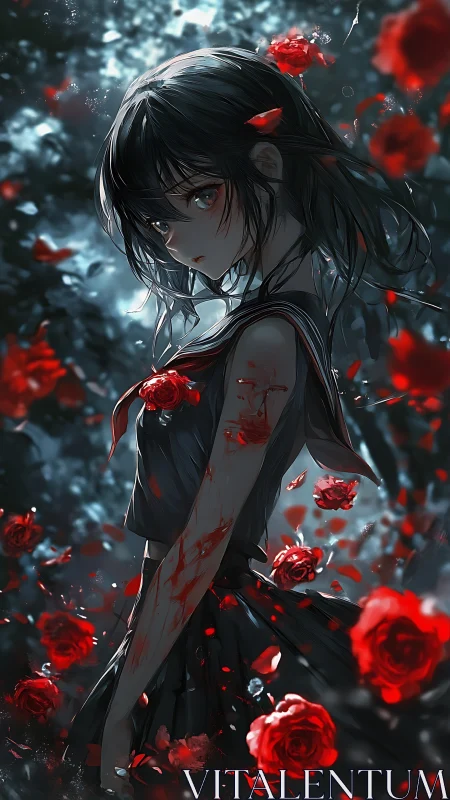 Bloodstained schoolgirl turns twilight roses into witnesses