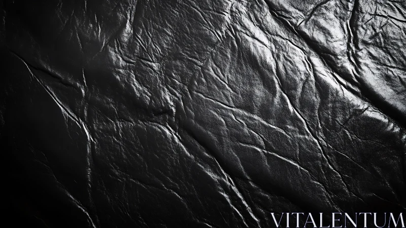 Textured black leather surface with strong highlights.