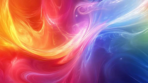 Chromatic light streams swirl across a luminous nebula canvas.