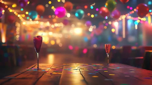 Bokeh Celebration: Luminous Cocktails in Festive Atmosphere.