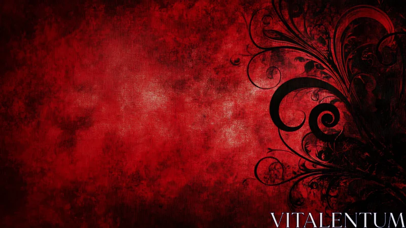 Crimson Whispers: Baroque Tendrils Dance Through Velvet Shadows.