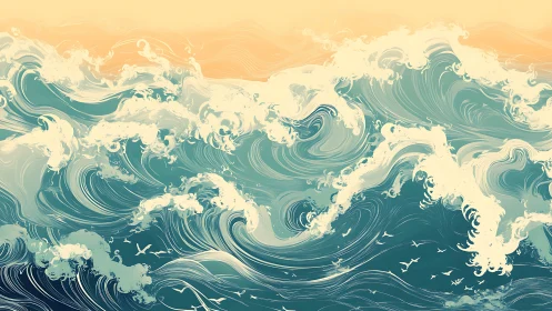 Turbulent vector ocean waves with dynamic fluid vortices.