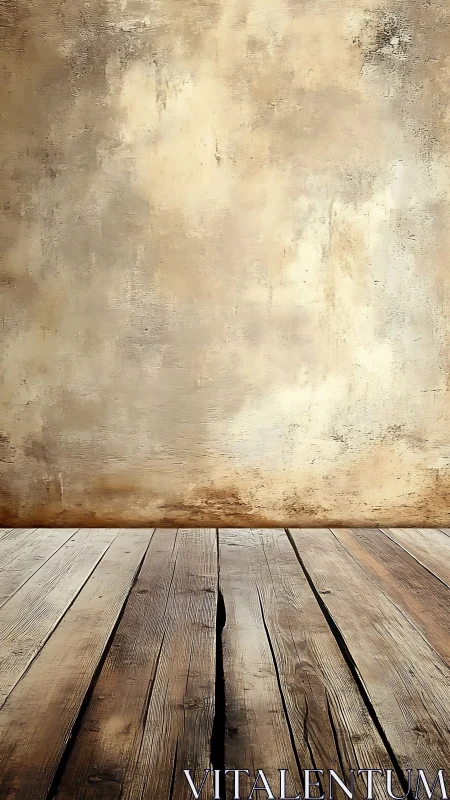 Rustic wooden floor and distressed plaster studio backdrop.