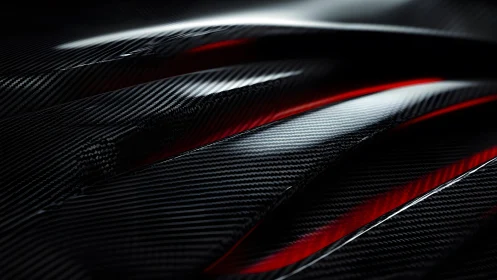 Futuristic carbon fiber texture with sleek red highlights, abstract style.