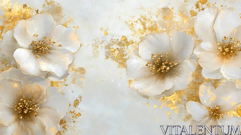 Ivory Blooms Kiss Gold Dust: Ethereal Florals.