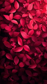 Velvet red leaf cascade over shadowy midnight garden wall.