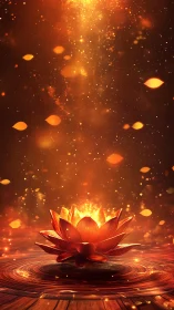 Illuminated lotus structure emits vertical field of particles