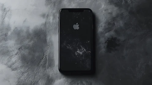 Dark iPhone Glows Against Weathered Concrete Canvas