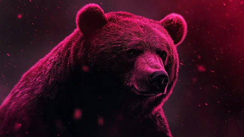 Chromatic ursine portrait under magenta spectral illumination.