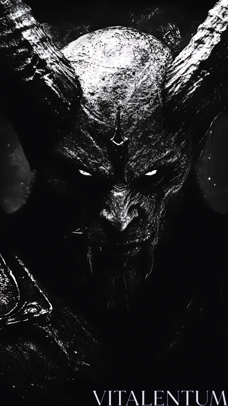 Shadowborn horned guardian watching from the dark veil.