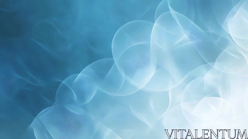 Translucent blue waveforms form layered ethereal light field