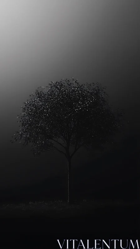 Minimalist monochrome tree study in high-contrast chiaroscuro.