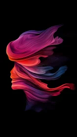 Colorful flowing portrait turns paint strokes into quiet motion