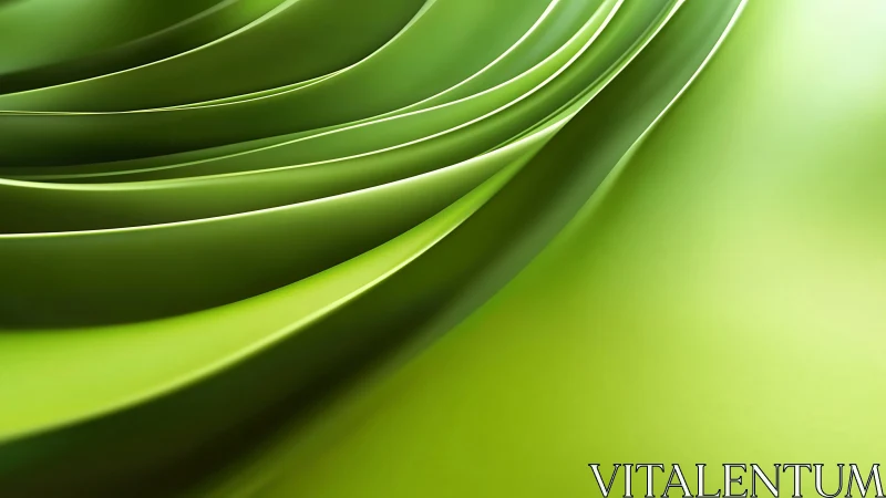 Gentle green ribbons flow in soft, calming abstract light