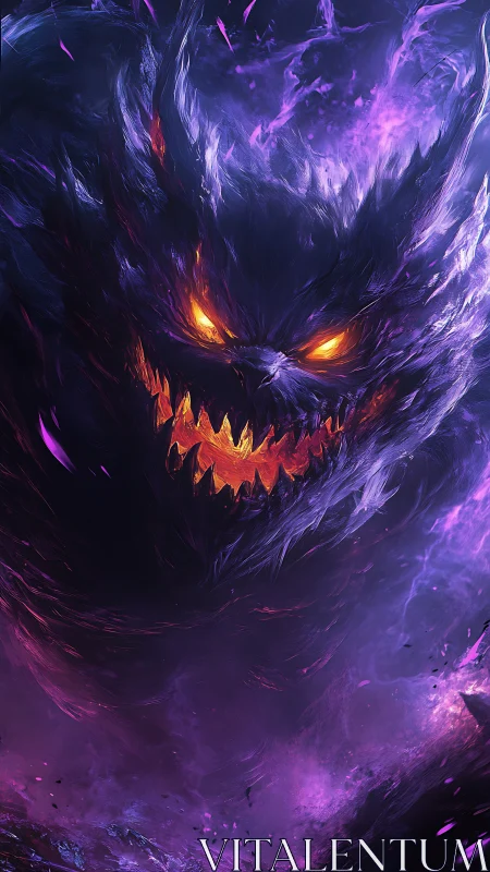 Digital painting of a spectral void demon with luminous core teeth.