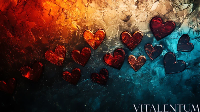 Glowing Hearts Transitioning Through Color Spectrum.