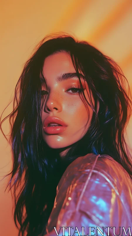 High-saturation portrait uses dual warm-cool rim lighting on subject