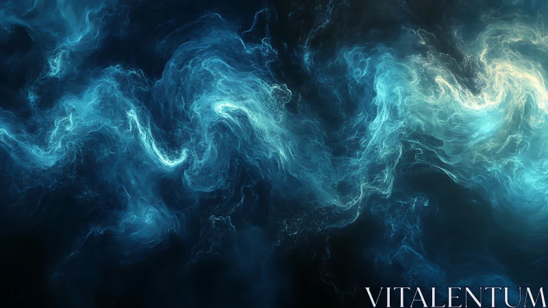 Dreamy turquoise nebula swirling through deep night sky.