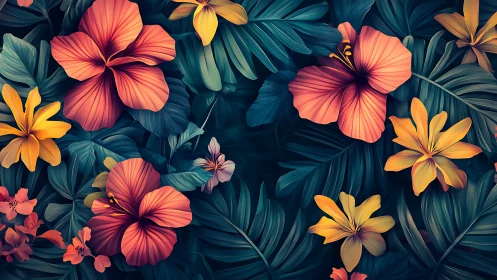 Vibrant Tropical Garden in Full Bloom.