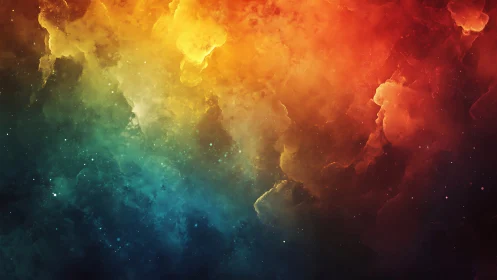 Nebular color gradient renders turbulent volumetric cosmic clouds