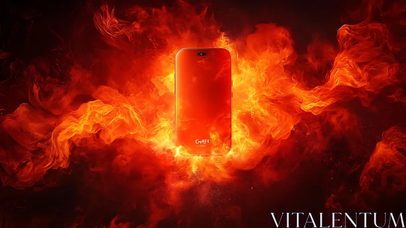 Smartphone Engulfed in Flames. Digital Power.