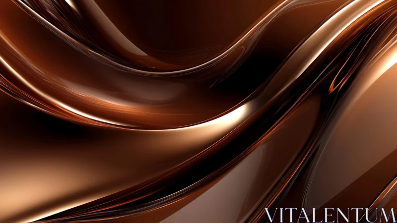 Flowing Metallic Chocolate Abstract Art with Glossy Finish.
