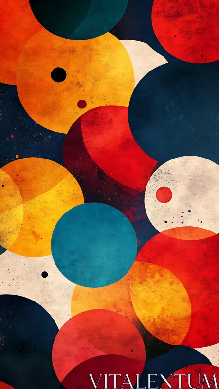 Overlapping colored circles form layered geometric composition