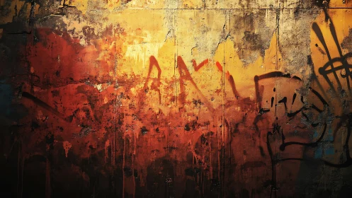 Sunset graffiti wall where texture and color quietly collide.