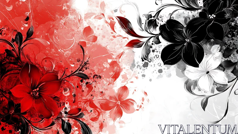 Vibrant Floral Dreams: Red and Black Flowers Bloom Together