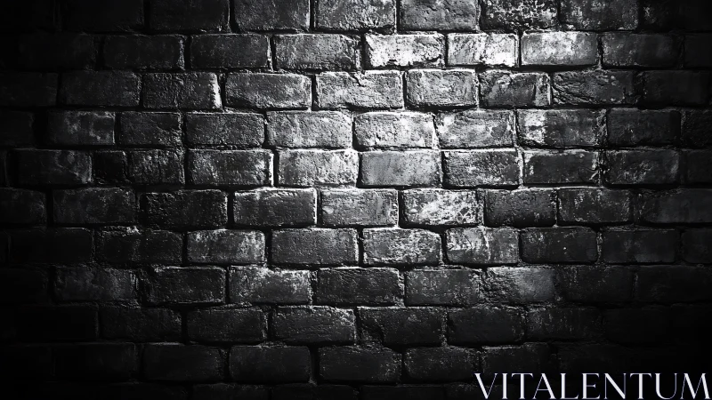 Moody black brick wall glows under focused studio lighting