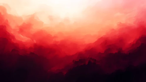 Crimson mist canyon dissolving into sunrise flame skies.