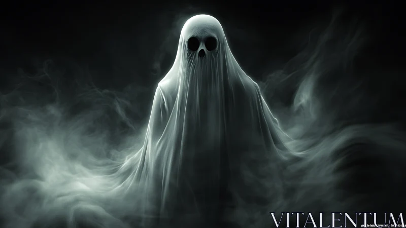 Digital painting of spectral ghost in cinematic chiaroscuro.